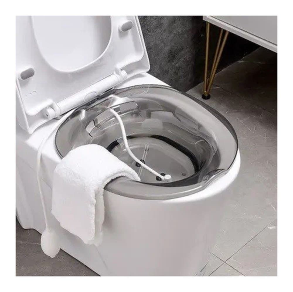 Foto de uma banheira portátil para banho de assento, na cor fumê.
